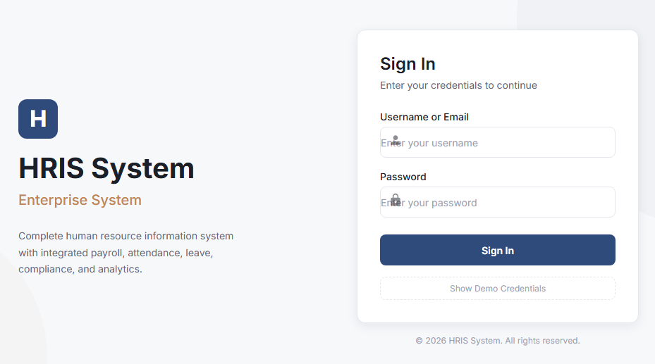 HRIS Enterprise — Demo sistem HR oleh Mukhammad Syafiqul Amin